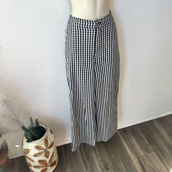 Nordstrom BP Womens Small Black White Gingham Check Straight Leg Pants Cotton - Picture 4 of 10